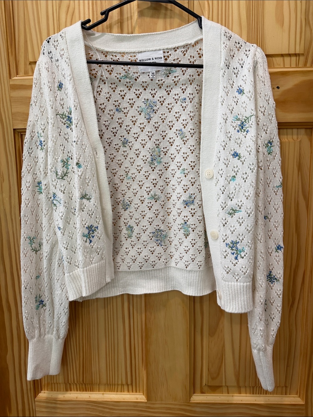 White Floral Cardigan Sweater